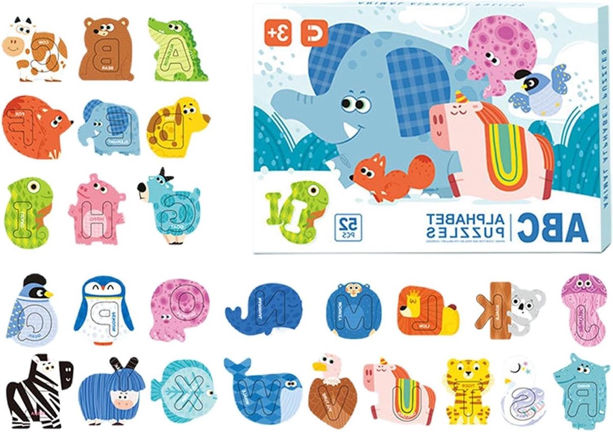 Alfabet Puzzels - Leerpuzzels Letters - Vroeg Leren - Fijn Behandelde Randen - 28 x 20 cm - Uniek