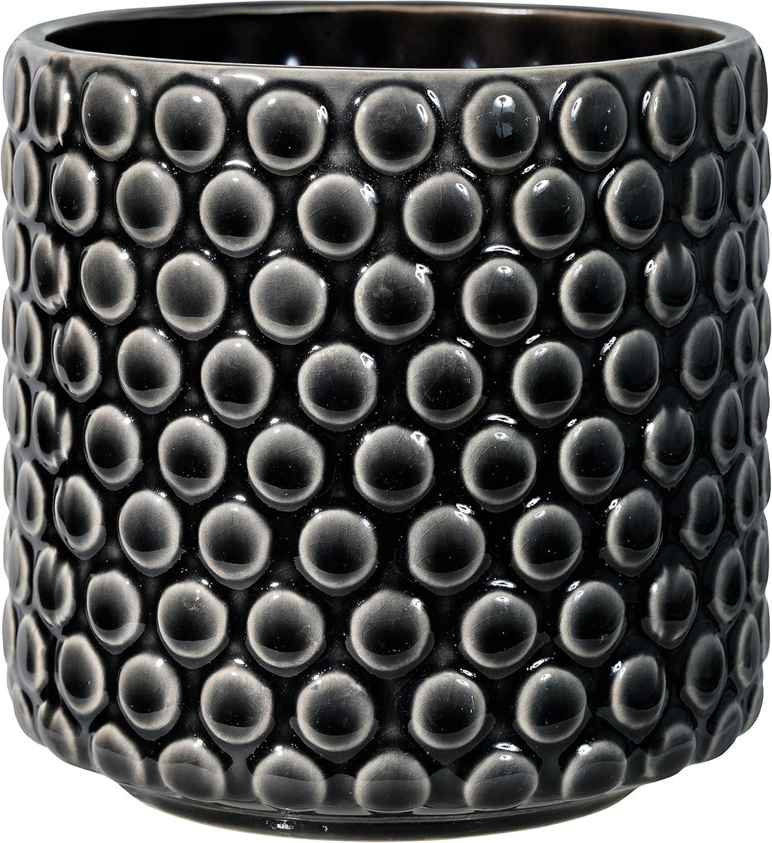 Famanu – Decoratieve bloempot Dot in zwart keramiek, retro-stijl, voor binnengebruik, diameter 12,5 cm