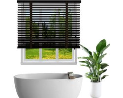 Houten Jaloezieën - Houten Raambekleding - Privacy Creëren - 50mm Lamellen - 70x213CM - Zwart