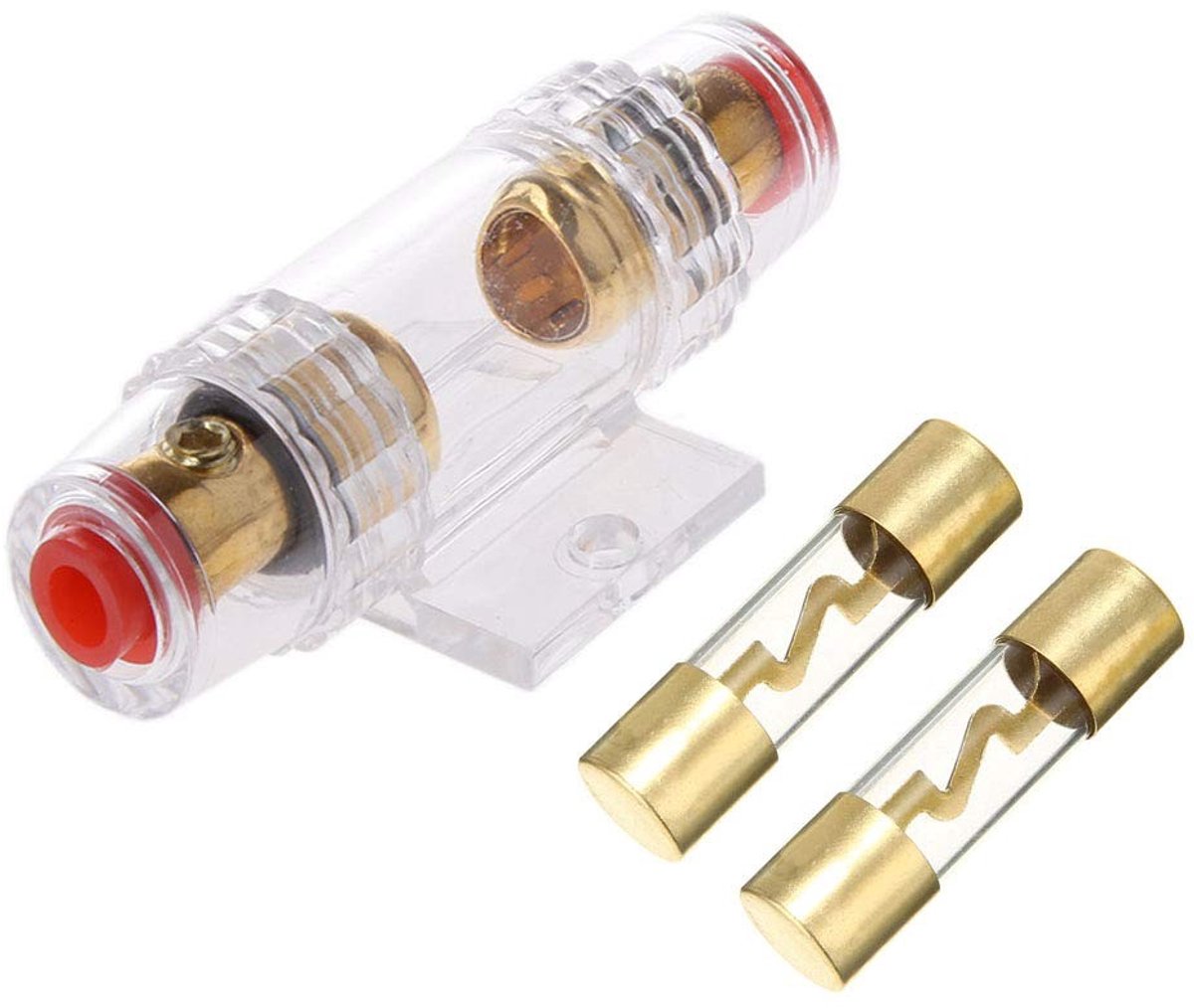 ONF3 - Inline AGU Fuse Holder - Inclusief 2x 15A Glasbuizen - Betrouwbare Bescherming voor Auto Stereo - Geschikt voor 12V Systemen - Eenvoudige...