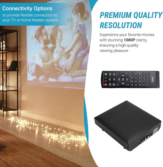 Mini DVD Speler - Multimediaspeler CD VCD - Films Kijken - Hoge Definitie 1080P - Compact Formaat - Zwart — afbeelding 5