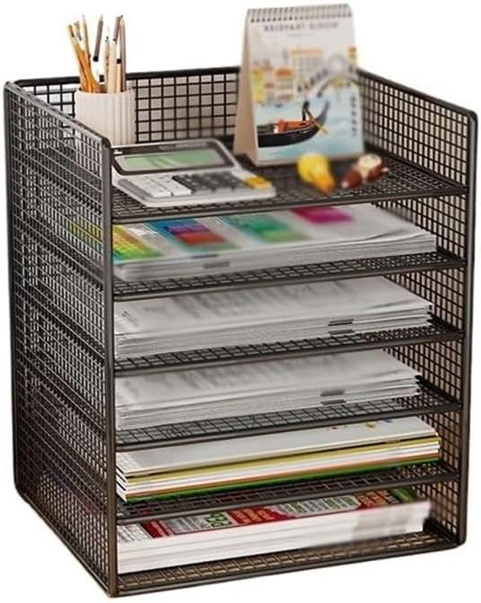 Documenten Organizer - Archiefbakjes Bureau - Bureau Opruimen - Zes Laags Ontwerp - 33 cm breed - Zwart