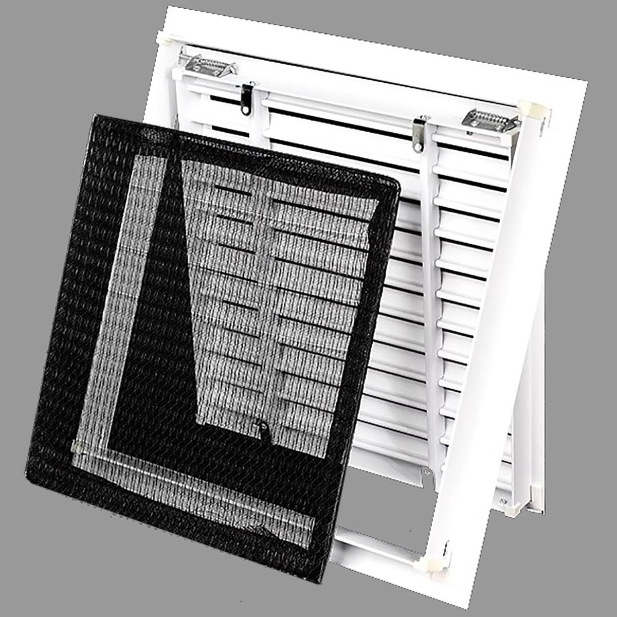 Ventilatierooster Vierkant - Ventilatiekap Afdekking - Luchtcirculatie Verbeteren - Verwijderbare Lamellen - 40 x 40 cm - Wit