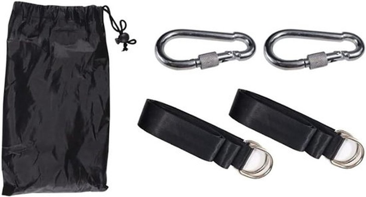 Allecto- Boomschommel hangriemen - Kit - veiligere vergrendeling - extra lange riem - karabijnhaak haken - hangmatten - inclusief - 1,5 m - geschikt voor - alle modellen - Boomschommel - set met accessoires