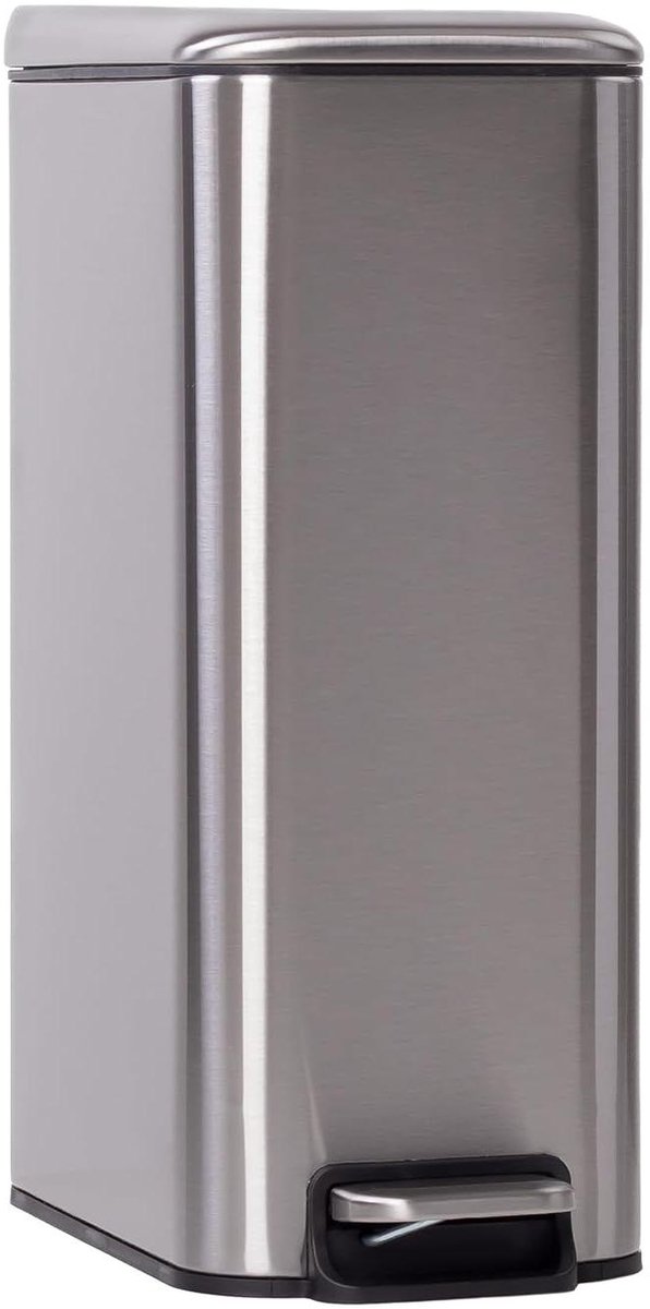 Pedaalemmer - Prullenbak Afvalbak - Afval Scheiden - Strak Rechthoekig Design - 8 Liter - Zilver