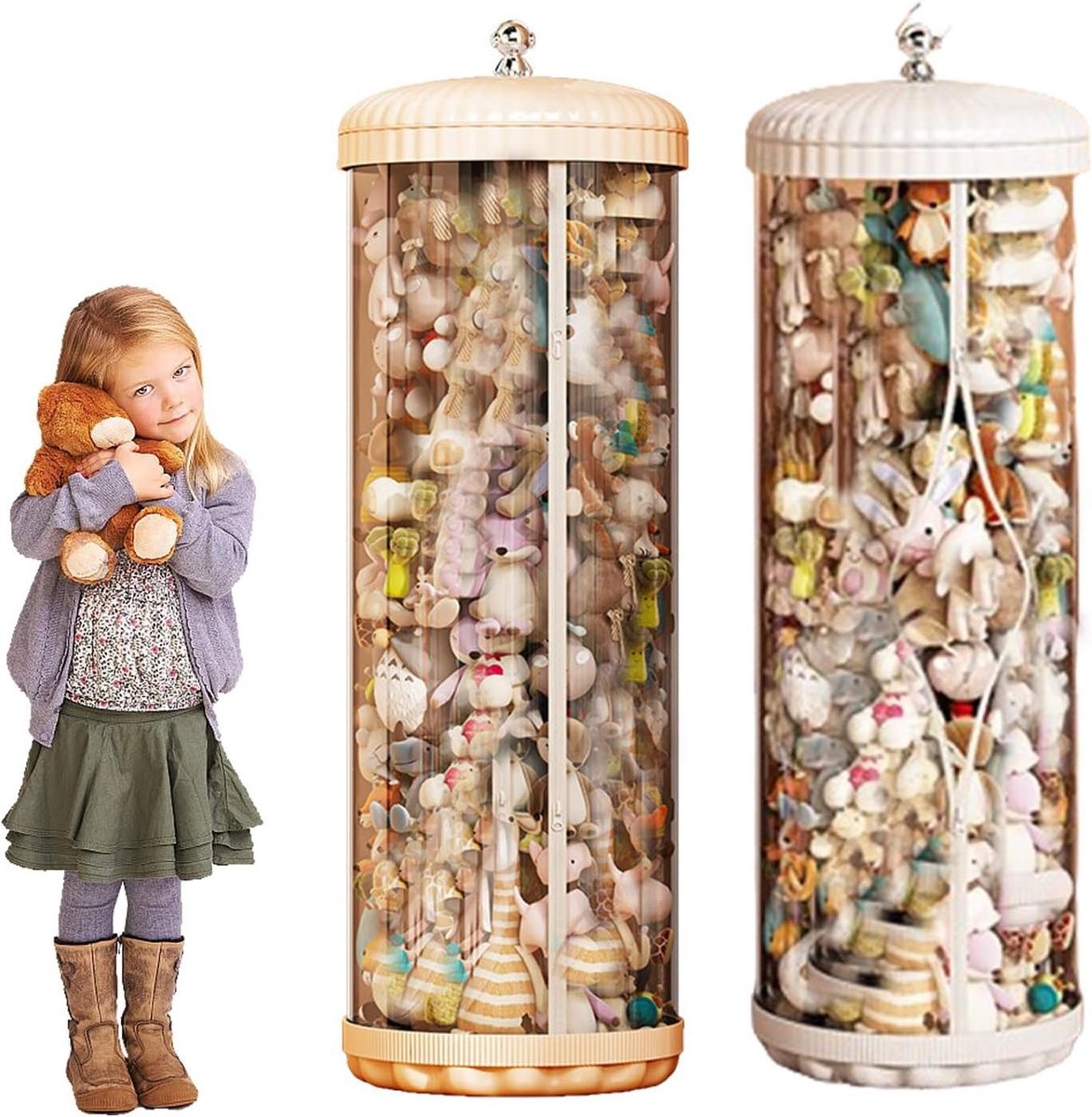 Opbergbuis Speelgoed - Emmer Organizer - Speelgoed Opbergen - Transparant PET Materiaal - 80cm Hoog - Wit