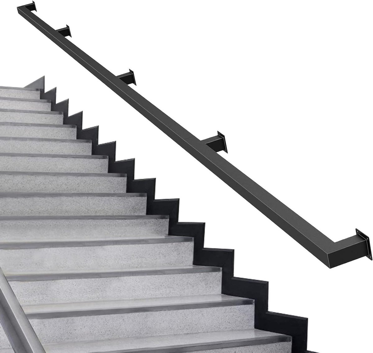 Trapleuning Metaal - Handgreep Leuning - Veilige Ondersteuning - Smeedijzeren Design - 200 cm - Zwart