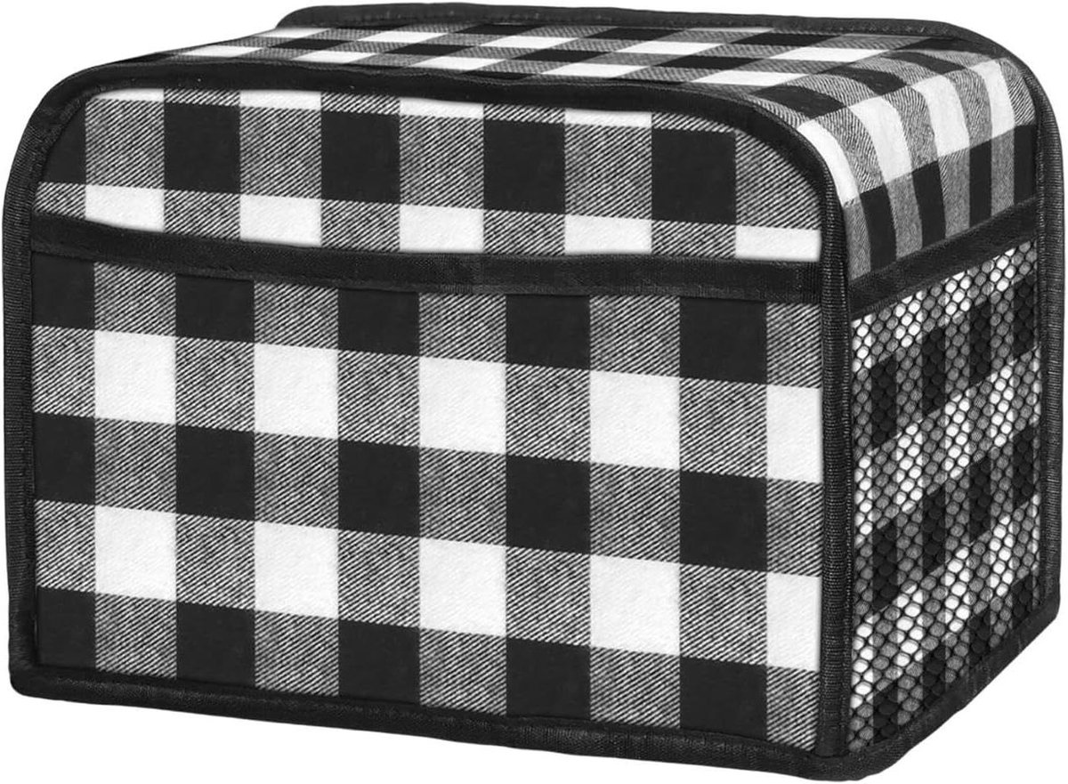 Broodroosterhoes - Keukenhoes Apparaat - Keuken Organiseren - Huisdier- en stofbestendig - 29x18x19 cm - Zwart-wit geruit