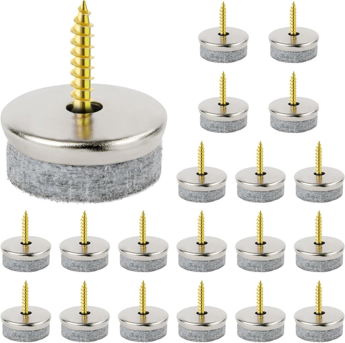Vilten Doppen - Vloerbeschermers Meubeldopjes - Meubels Beschermen - Met Schroefbevestiging - Ø 24 mm - Grijs