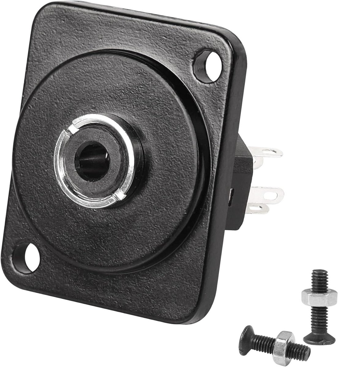 Audio Connector Adapter - Stereo Jack - Paneel Montage - Soldeer Terminal - 35 mm - Zwart