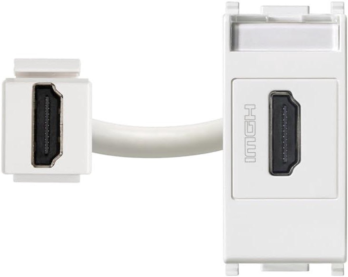 Wandhouder Stopcontact - HDMI Module - Thuis Installatie - Modulaire Serie - 3 Modules - Wit
