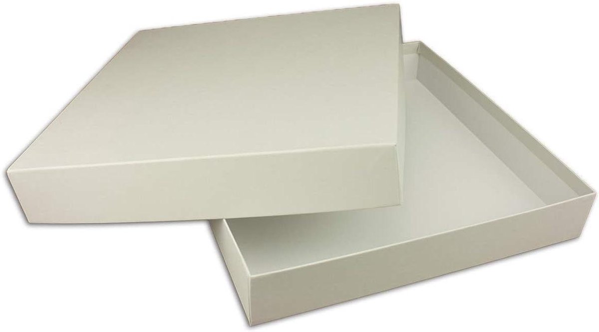 Opbergdoos met deksel - Geschenkdoos vierkant - Decoratief opbergen - Stevig karton - 24 x 24 x 4 cm - Grijs