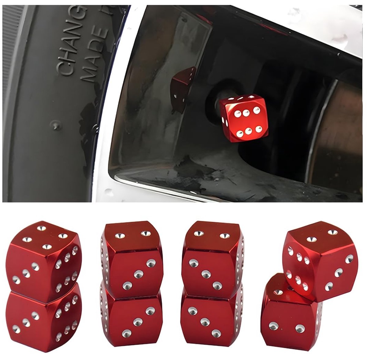 aladdien - Ventieldoppen - Aluminium Ventieldoppen - Duurzaam en Stijlvol - Rood - Geschikt voor Auto, Motorfiets en Fiets - 8 Stuks