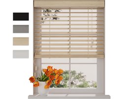 Houten Jaloezieën - Bamboe Blinds - Privacy Regelen - Natuurlijke Houtnerf - 180 x 175 cm - Licht Eiken