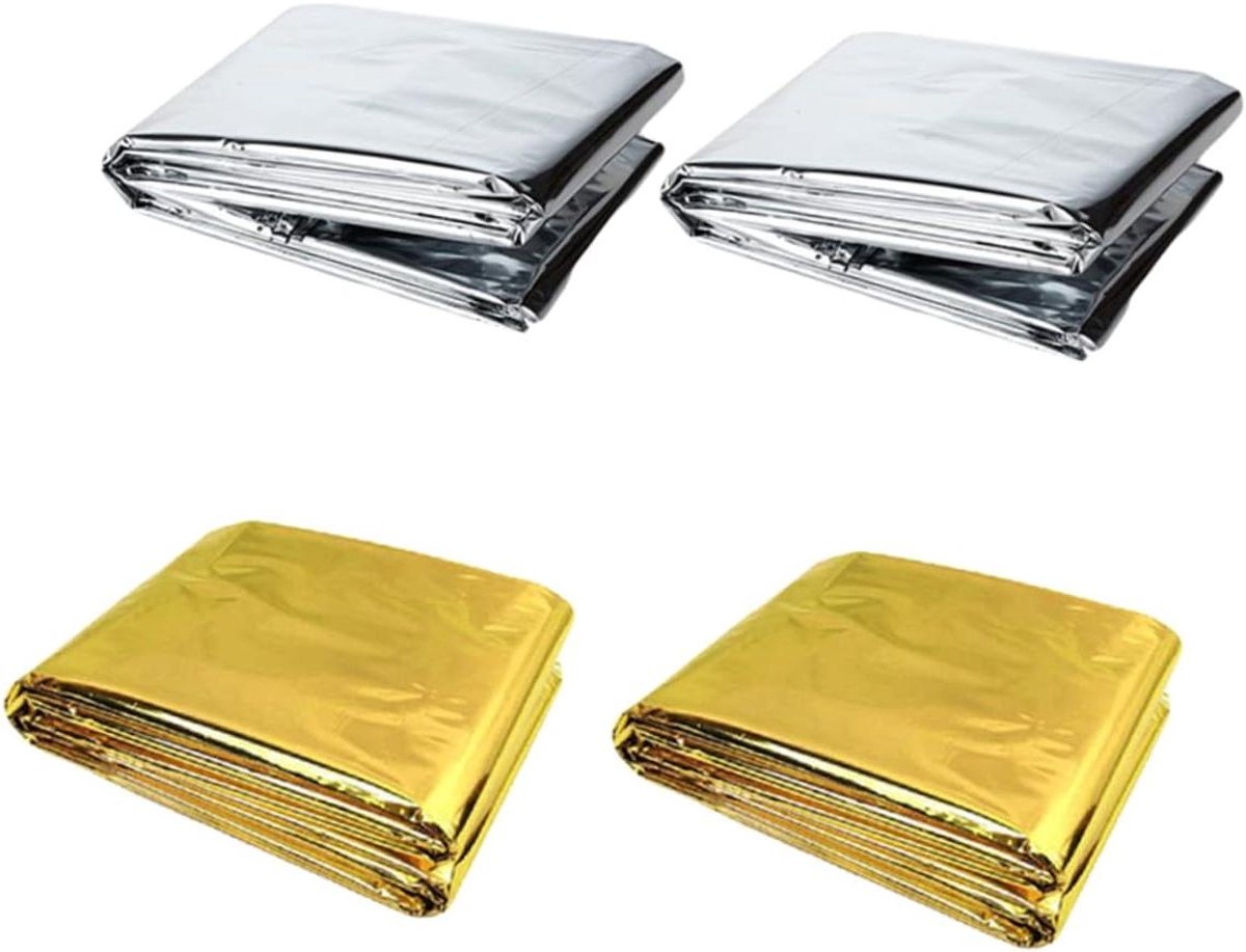 Nooddekens Thermisch - Overlevingsdeken Foliedeken - Buitenactiviteiten Warm Houden - Dubbelzijdig Reflecterend - 210x140cm - Zilver