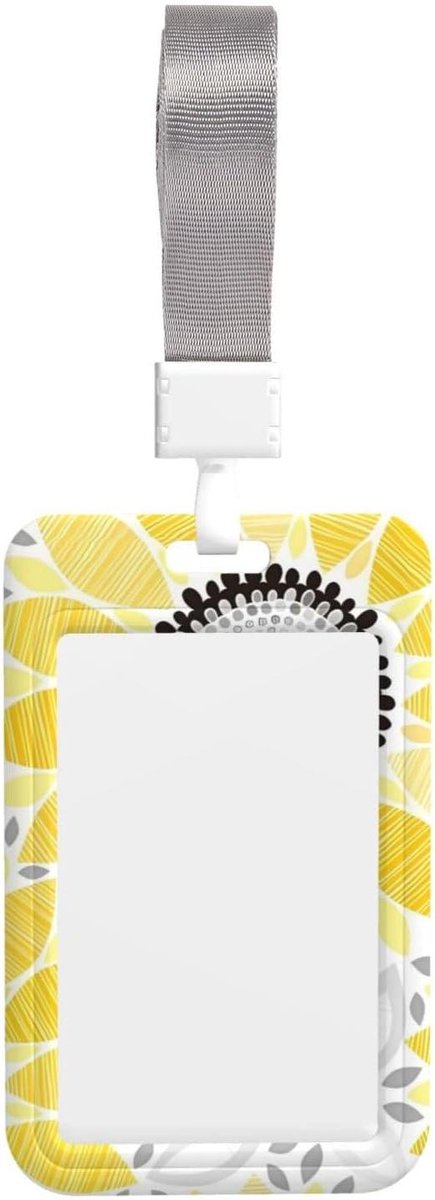 ID Badgehouder - Naamplaatje Kaarthouder - Identificatie Tonen - Abstract Zonnebloemen Print - 11 x 7 cm - Wit