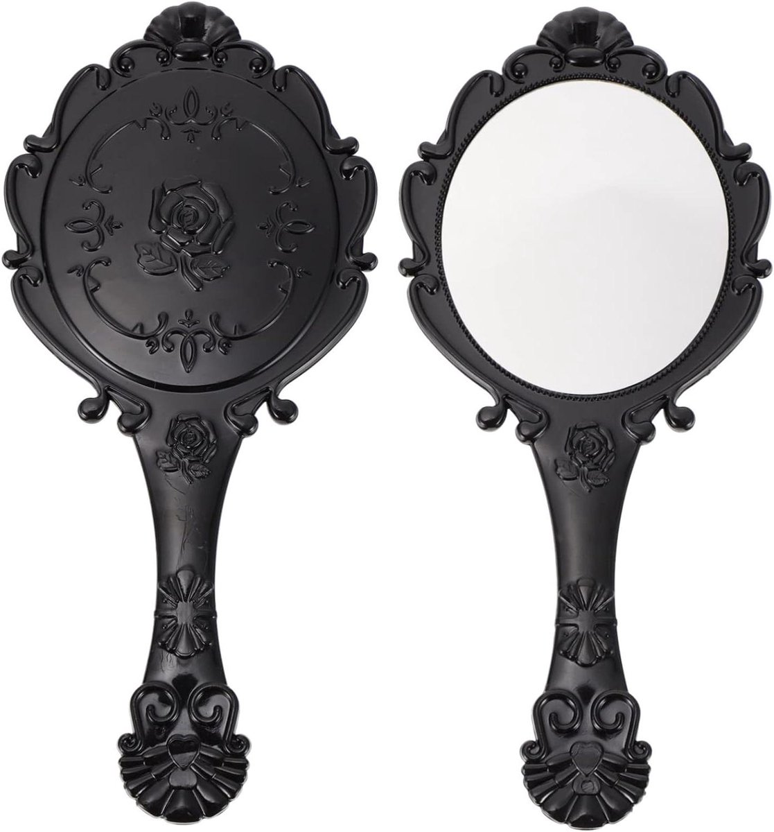 Make-up Handvat Spiegel - Vanity Mirror Reizen - Make-up Aanbrengen - Draagbaar Handvat - 2 stuks - Zwart