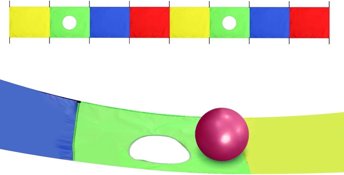 Spel Parachute Kinderen - Gymnastiek Trainingsuitrusting - Buiten Groepsspellen - 16 Versterkte Handgrepen - 540 x 90 cm - Regenboog
