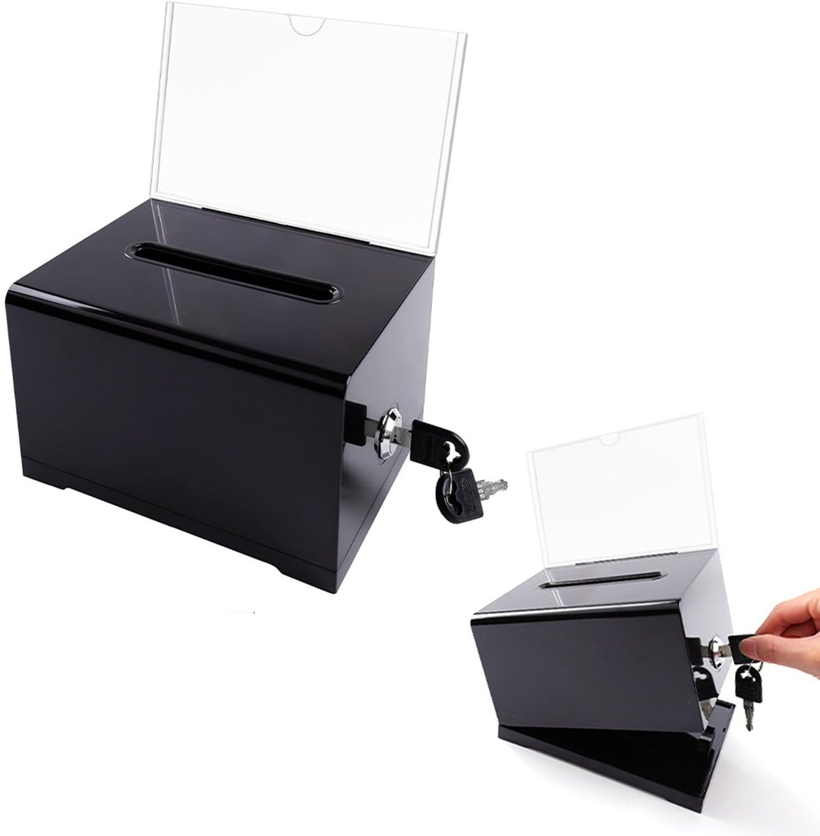 aladdien - Suggestiebox - Transparante Stem- en Geldbox - Lockable - 15.7x11.5x10.2 cm - Ideaal voor ideeën - Perfect voor kantoor - Geschikt voor e...