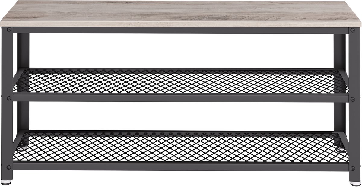 VASAGLE - Schoenenrek - Zitbank met Metalen Frame - Schoenenrek met 2 Lagen - Voor Hal en Woonkamer