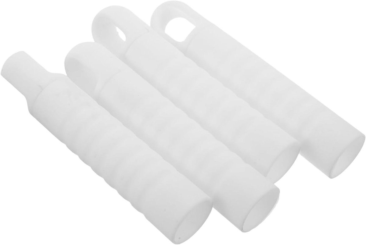Dweilsteel Eindkappen - Steel Doppen - Schoonmaak Organiseren - Antislip Textuur - 143 cm - Wit