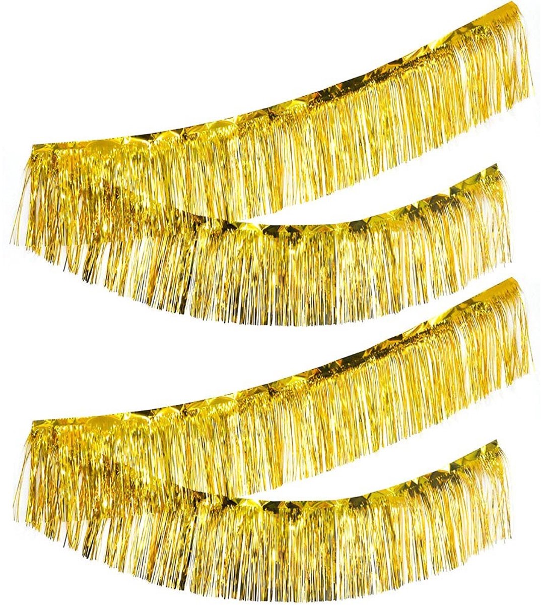 Pack van 2 Gouden Foil Franje Gordijnen voor Feesten en Ceremonies - 30cm x 3m