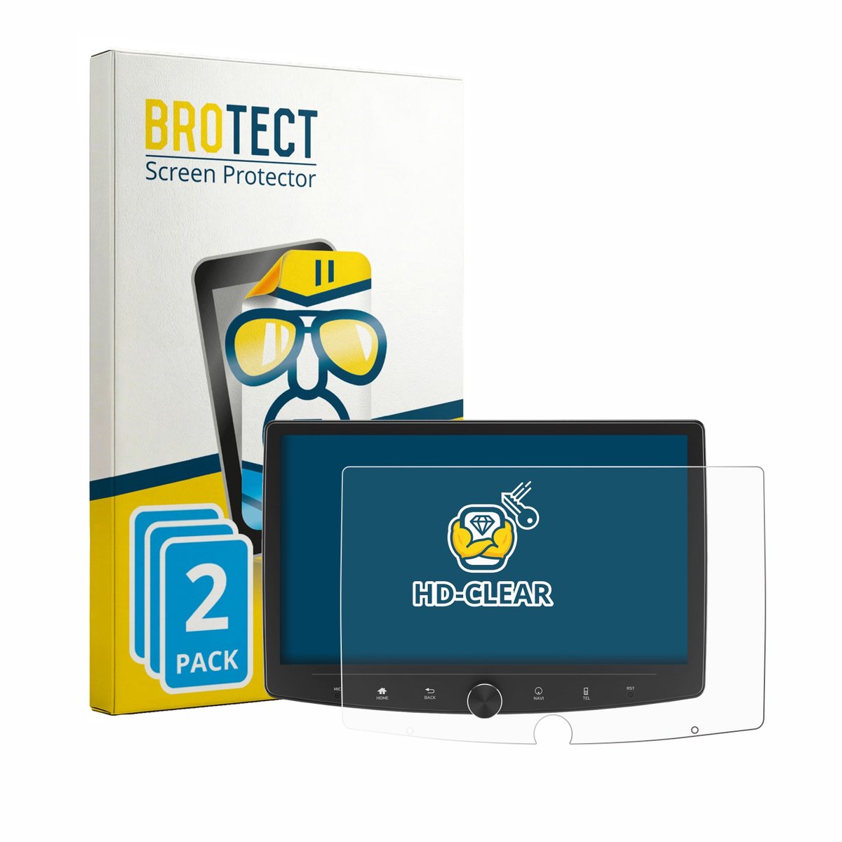 BROTECT - Screenprotector voor Eonon UX6SK2-PLUS - Folie Beschermfolie transparant 2 Stuks