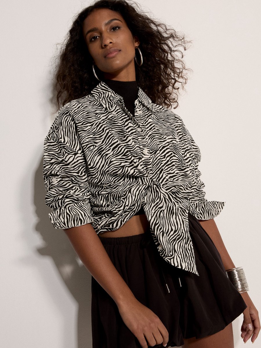 Oversized shirt met zebraprint