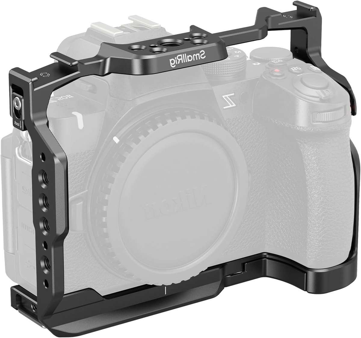 Camera Cage voor Nikon Z50 II van Aluminium Legering met Dubbele Cold Shoe Mount en Snelle Bevestiging - Ideaal voor Videografie en Fotografie