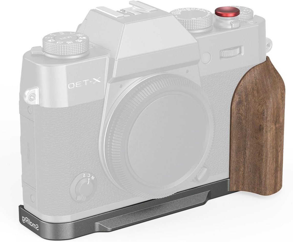 L-vormige Montageschijf met Houten Handgreep voor FUJIFILM X-T30, X-T30 II en X-T30 III, Snelle Bevestiging, 1/4"-20 Draadgat, Verstelbare Schutterknop, Duurzaam Ontwerp