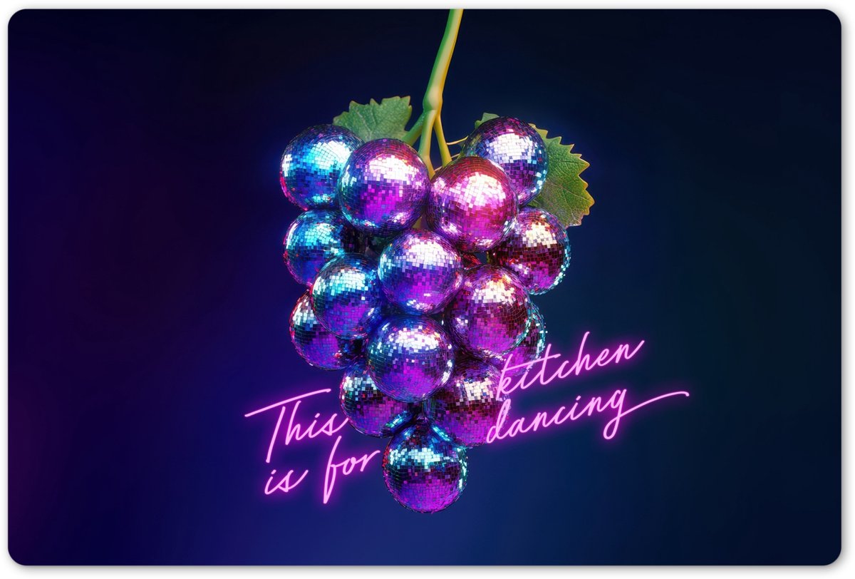 Placemats 45x30 cm - Placemat kunststof - 1 stuk - Quote - Neon - Disco - Druiven - Borden onderleggers - Decoratie voor op tafel - Keuken tafeldecoratie accessoires - Vinyl onderlegger - Tafelversiering