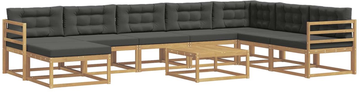 vidaXL Buiten - bank - set - 9 - st - 8-zits - Wit - en - antracietkleurig Wit en antracietkleurig