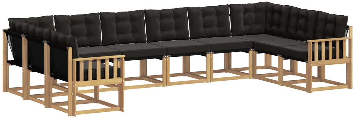 vidaXL Buiten - bank - set - 10 - st - 10-zits - Wit - en - zwart Wit en zwart
