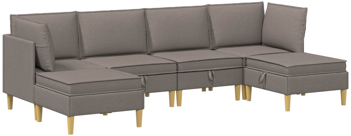 vidaXL Modulaire - bankset - met - opslag - 6 - st - Taupe - 280 - x - 140 - x - 82 - cm - Stof