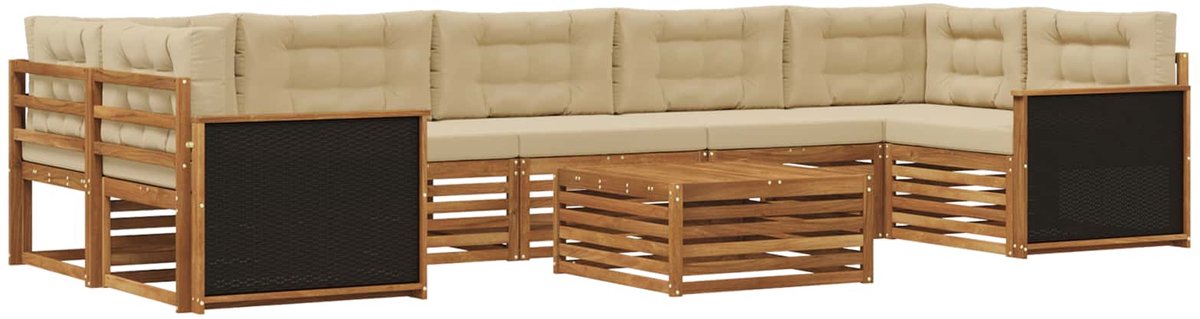 vidaXL Buiten - bank - set - 8 - st - 7-zits - Natuurlijk - en - Beige Natuurlijk en Beige