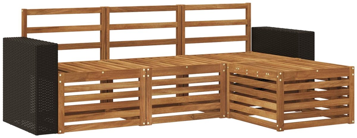 vidaXL Buiten - bank - set - 4 - st - 4-zits - Naturel - Massief - Acacia - Hout