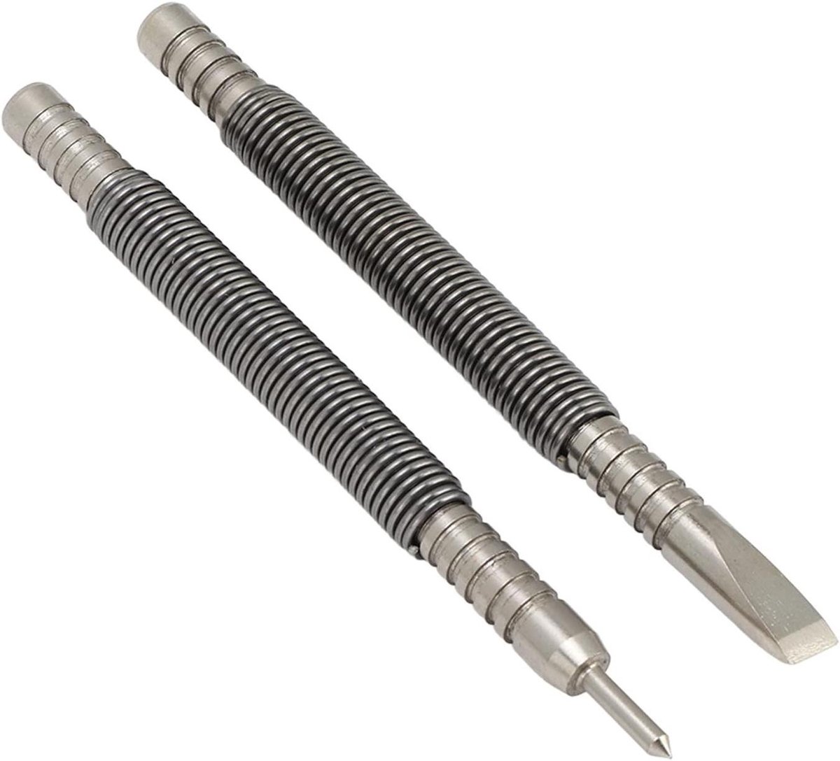 Veerspijkers Punch Tool - Nagelzetter Drevel - Spijkers Slaan - Veerbelast Ontwerp - 1/32 en 1/16 inch - Zilver