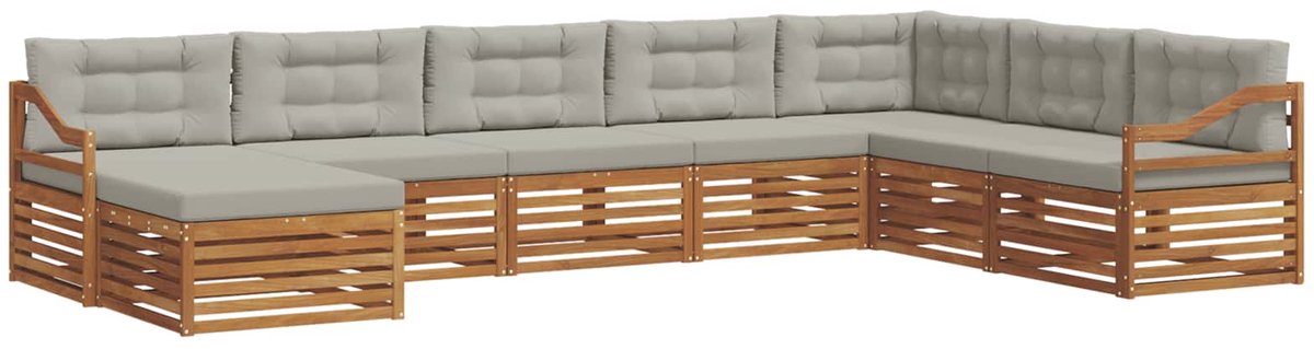 vidaXL Buiten - bank - set - 8 - st - 7-zits - Naturel - en - lichtgrijs Naturel en lichtgrijs