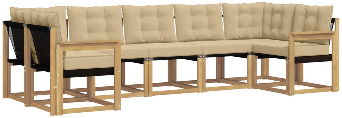 vidaXL Buiten - bank - set - 7 - st - 7-zits - Wit - en - Beige Wit en Beige