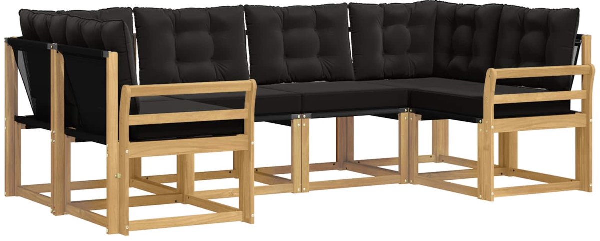 vidaXL Buiten - bank - set - 6 - st - 6-zits - Wit - en - zwart Wit en zwart