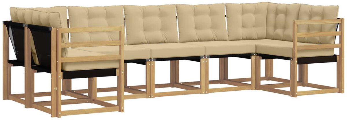 vidaXL Buiten - bank - set - 7 - st - 7-zits - Wit - en - Beige Wit en Beige