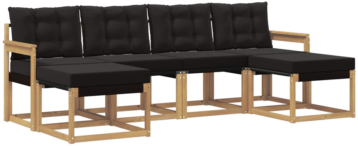 vidaXL Buiten - bank - set - 6 - st - 6-zits - Wit - en - zwart Wit en zwart