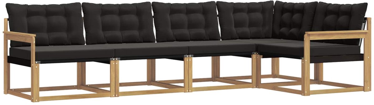 vidaXL Buiten - bank - set - 5 - st - Wit - en - zwart Wit en zwart