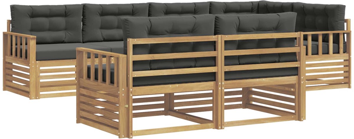 vidaXL Buiten - bank - set - 7 - st - 7-zits - Wit - en - antracietkleurig - Polyester Wit en antracietkleurig
