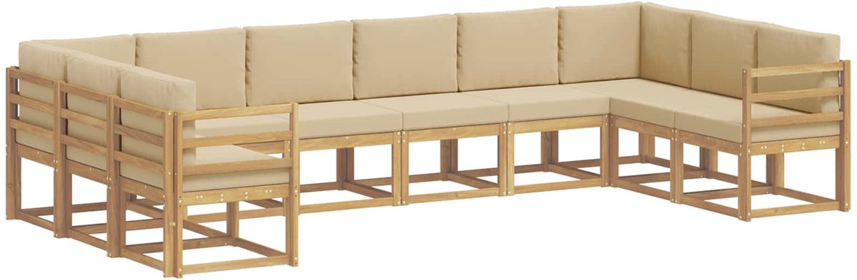 vidaXL Buiten - bank - set - 10 - st - 10-zits - Wit - en - Beige Wit en Beige