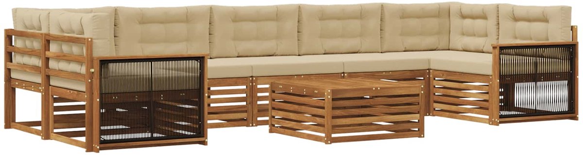 vidaXL Buiten - bank - set - 8 - st - 7-zits - Natuurlijk - en - Beige Natuurlijk en Beige