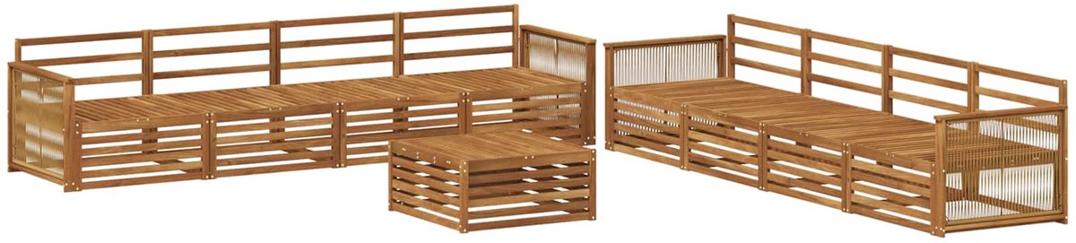vidaXL Buiten - bank - set - 9 - st - 8-zits - Naturel - Massief - Acacia - Hout