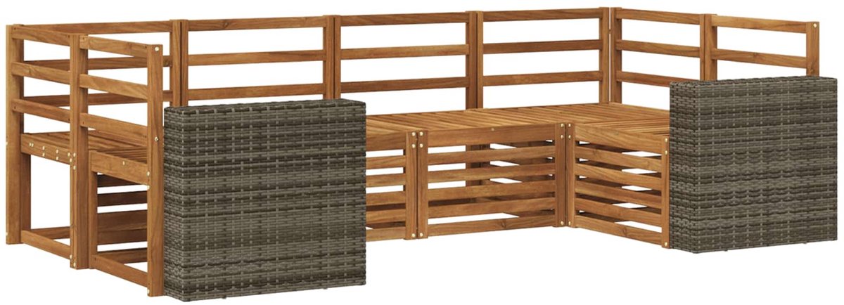 vidaXL Buiten - bank - set - 6 - st - 6-zits - Naturel - Massief - Acacia - Hout