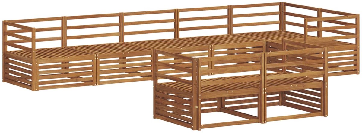 vidaXL Buiten - bank - set - 8 - st - Naturel - Massief - Acacia - Hout