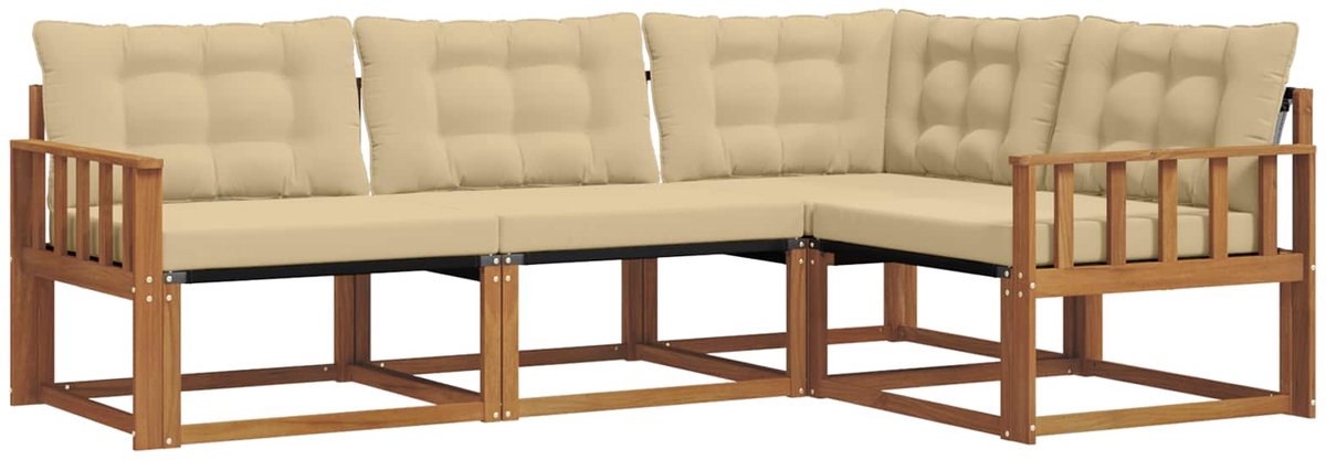 vidaXL Buiten - bank - set - 4 - st - Natuurlijk - en - Beige Natuurlijk en Beige